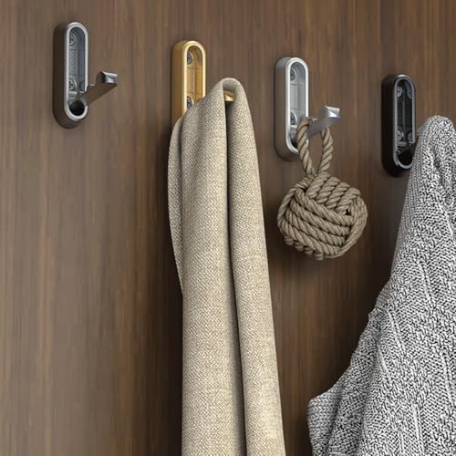 4PCS Foldable Wall Hooks, Flip Down Design with 40 lbs Heavy-Duty Capacity, Retractable Wall Hooks for Bathroom, Bedroom & Entryway Space Saving (Gray) - color: Gray, size: 4 Hooks