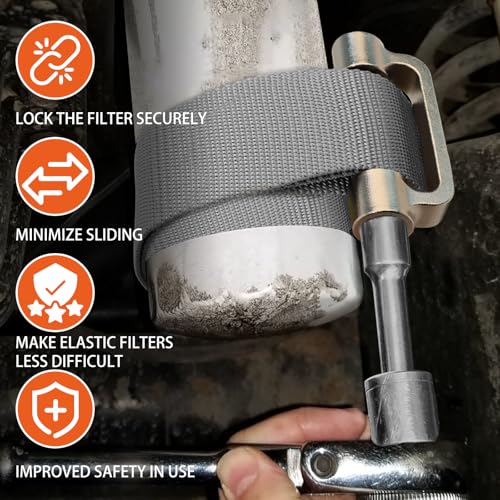 Heavy Duty Strap Filter Wrench for Oil Filter Removal - Universal Tool Fits Objects up to 6.5 Inches in Diameter - Model 60200