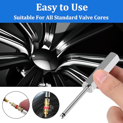 2PCS Car Valve Core Removal Tool, 4.3" Magnetic Single Head Vehicle Schrader Valve Stem Remover & Installer, Heavy Duty Screwdriver Tire Stem Removal Tool, Universal for Vehicles