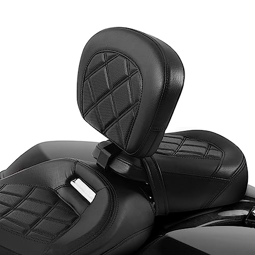 SLMOTO Motorcycle Rider Backrest Pad Driver Sissy Bar Pad For Harley Touring CVO Road King Street Glide Road Glide Electra Glide 2009-2023 Black Black - color: Rider Backrest Style B Black