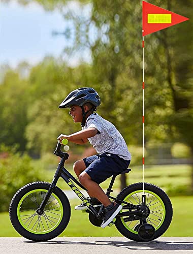 Bike Flag with Pole 6 Feet High Visibility Flags with Heavy Duty Fiberglass Flag Pole,Orange safety Flag with Reflective Strip - color: Orange with Reflective