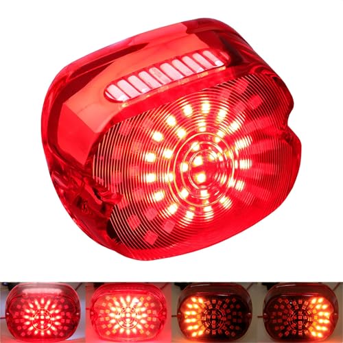 Motorcycle LED Rear Tail Light Red Strobing Turn Signal Brake Lights Low Profile Replacement for Harley Dyna Sportster 883 1200 Road King Tour Glide Road Glide Road King - color: red