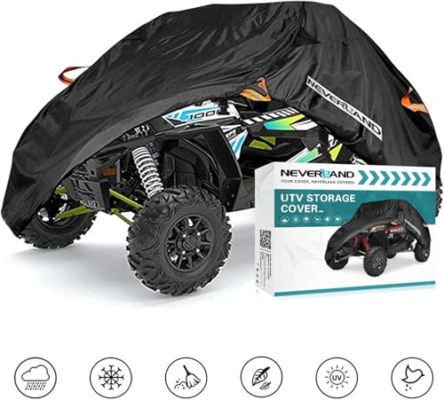 NEVERLAND UTV Cover 2-3 Seater - Heavy Duty Side by Side Cover Waterproof Outdoor Compatible with Polaris Ranger RZR Yamaha Wolverine Can-Am Defender Honda Kawasaki Teryx Textron Off Road Wildcat - size: up to 126 inch L