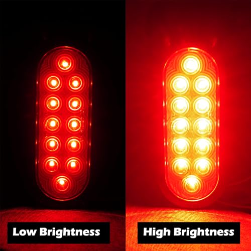 fouwick 2PCS 6 Inch Oval Red LED Trailer Tail Lights, IP65 Waterproof Surface Mount Stop Brake Turn Signal Lights for Truck RV Boat Marine Camper, DOT Compliant Rear Amber Trailer Lights - color: 6 inch Oval Amber 12LED
