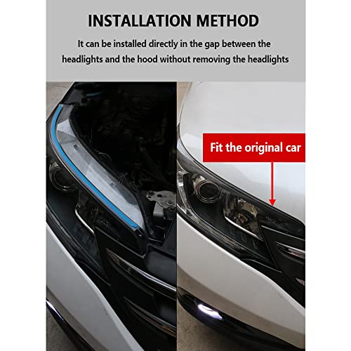 2PCS White-Amber Streamers LED Light Strip for Head Light Day Running Light/Turn Signal Bulbs, Cuttable & Waterproof, Universal 12V Exterior Car LED Light Truck SUV Decorations