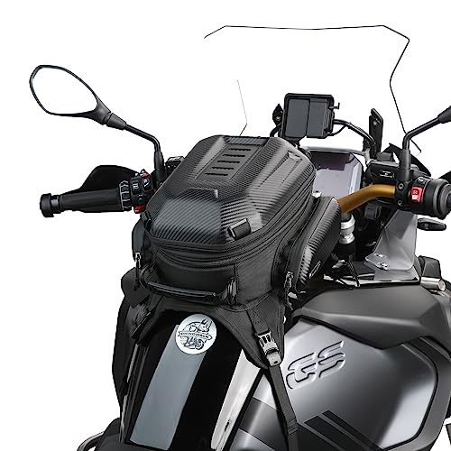 Rhinowalk Motorcycle Tank Bag Waterproof Backpack Hard-shell Expandable Rhinowalk Motorcycle Bags 15-18L Carbon Fiber Black - color: Fiber Black