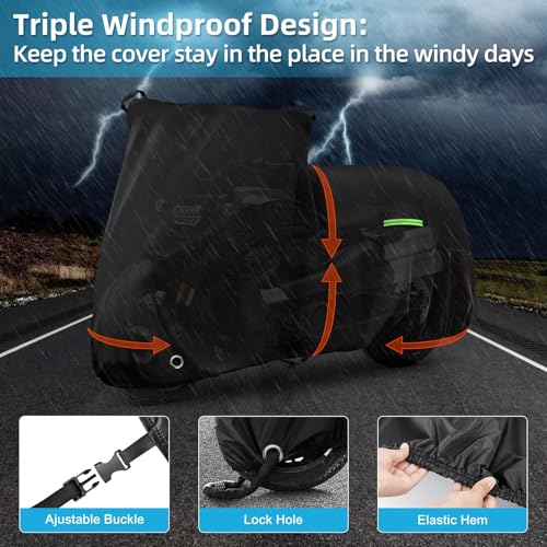Motorcycle Cover Waterproof for Nightster/Nightster Special/Sportster S/Sporster 883/SuperLow, Heavy Duty Sun UV Rain Dust All Weather Protection Motorbike Cover with Soft Cotton Lining & Lock Hole - size: Nightster/Sportster