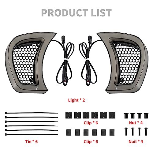 Motorcycle Headlight Vent Accent Turn Signal LED Indicator Side Lights For Harley Road Glide FLTRX 2015-2023 (Smoke Lens) - color: Smoke Lens