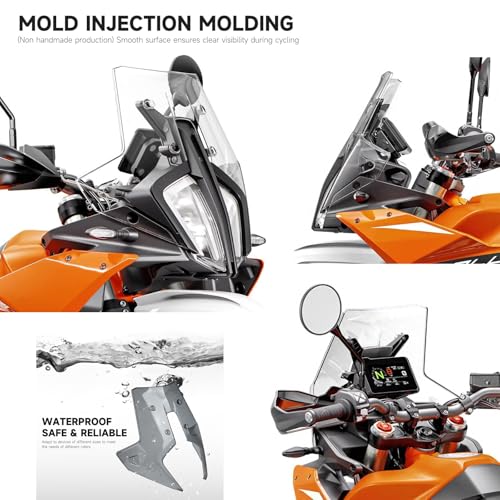 Motorcycle Windshield Deflectors for 790ADV 890 ADV Adventure 2023-2025, Front Acrylic Air Deflector Windscreen Visor Accessories for 790 890 ADV R Rally (Smoke Gray)