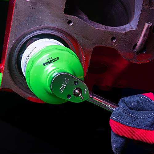 OEMTOOLS 87140 64mm 14 Flute Oil Filter Wrench, Green, 3/8 in Drive, Prevents Slippage, Wide Compatibility - style: 64 mm 14 Flute