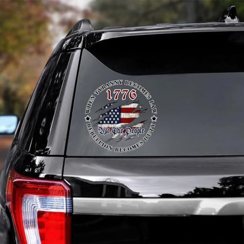 JLHAPPY1983-We The People Sticker Decals 1776 Distressed American USA Flag Decal-Patriotic Vinyl Decal for Auto Car Truck SUV Window- Indoor and Outdoor Use-Waterproof