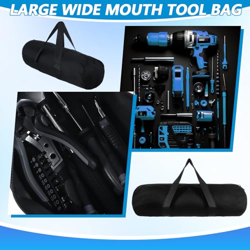 Mabor 12.2 Inch Small Tool Pouch Bag for Men Wide Mouth Tool Storage Bag Large Capacity Tools Tote Handbag Organizer for Mechanic & Electrician Storage Wrenches