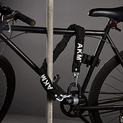 AKM Anti-Theft Bike Lock 3foot/90cm Long Heavy Duty Chain Lock Durable 10mm Thick Chains with 4 Keys Security 16mm U Lock for Bicycle,Scooter,Moped,Motorcycle,Gates - size: 3ft/90cm x 10mm Diameter Chain with Lock