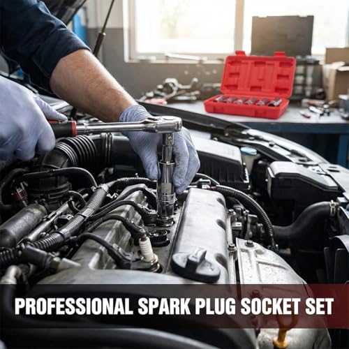 5PCS Magnetic Spark Plug Socket Set, Includes 14mm, 16mm Thin Wall Sockets and 9/16-inch, 5/8-inch, 13/16-inch Sockets, Universal Spark Plug Removal Tool Accessories for SUV, Truck(1Set) - size: 1Set