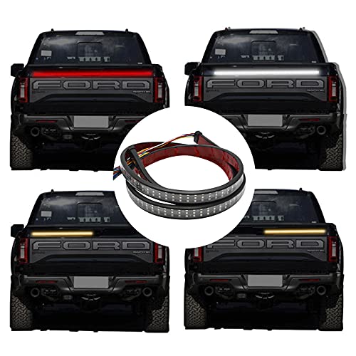 Saihisday 60 Inch Truck Tailgate Light Bar, 3-Row 432 LED Tailgate Strip Light Bar with Connector Wire, Red Brake Running White Reverse Amber Turn Signal Lamp for Trucks Pickups SUVs RVs Trailers - size: 60Inch