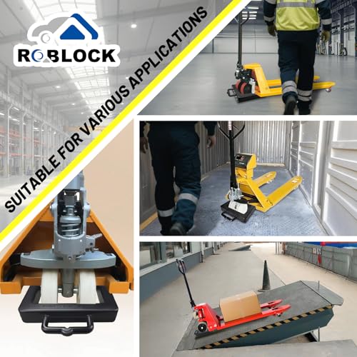 ROBLOCK 2 Pack Rubber Pallet Jack Chock Heavy Duty Wheel Chock, Pallet Jack Stopper for Truck 14.2" Length x 11.2" Width x 2" Height (Black) - color: Black(2 Pack)