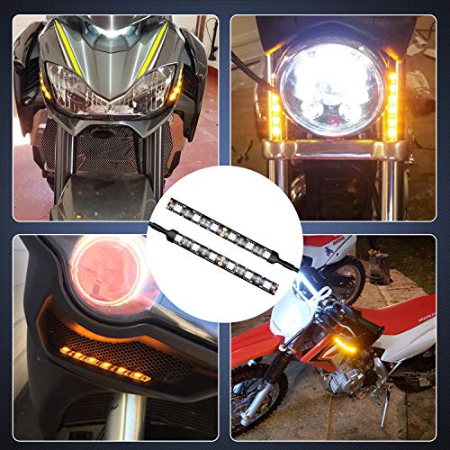 Nilight 2PCS 6-5050-SMD Waterproof Flexible Turn Signal Backup License Plate Universal Amber Lights Strip Universal for Motorcycle ATV UTV, 2 Years Warranty - color: 2PCS Amber