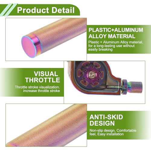 22mm Throttle Grip with 120Cm Purple Throttle Cable 1 Pair Checkered Purple Handle Sleeves Screw Accessories Plastic Aluminum Alloy Gradient Purple - color: Gradient Purple