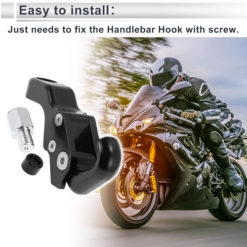 Adjustable Universal Motorcycle Hanging Hook Slope Handle with Hook Motorcycle Helmet Luggage Bag Holder Hanger Aluminum Alloy Black with 1 Pcs Screw - color: Black