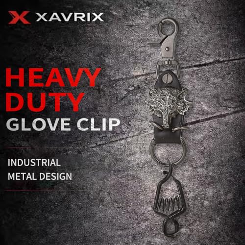 Heavy Duty Glove & Hat Clip with Carabiner, All-Metal Spring Clamp Work Glove Holder for Tool Belt, Harness, Backpack - style: Wolf