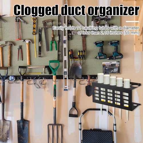 Penitue 2pcs Wall Mount Caulk Tube Holder, Durable Carbon Steel Sealant Storage Rack with Holds 11 Tubes for Workshop Shop Garage (Black)