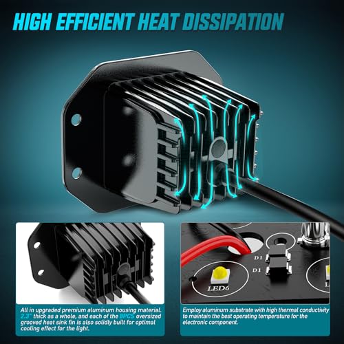 Nilight Flush Mount LED Pod Lights 2 PCS 4.7 Inch 4LED Flood Beam Backup Reverse Offroad Driving Bumper Work Grill Light for Truck ATV UTV - color: 4.7Inch 4Led Flush Mount Light