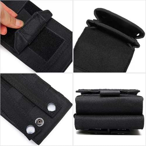 Tactical Molle EDC Phone Pouch Universal Dual Mobile Phone Holster Holder with US Flag Patch (Coyote Brown) - color: Coyote Brown