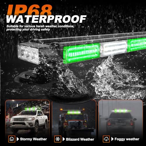 ASPL 26inch 126 LED Emergency Rooftop Strobe Lights Bar w/Controller Double Side Warning Hazard Snow Plow Flashing Light Traffic Advisor Safety Light for Work Trucks Vehicles Tow Pickup(Green/White) - color: Green/White