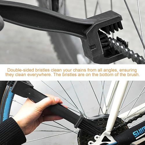 Motorcycle and Bicycle Chain Cleaning Brush, Dual Sided Drivetrain Scrubber Tool for Bike Gears and Sprockets, Black, 1 Pack - color: Black
