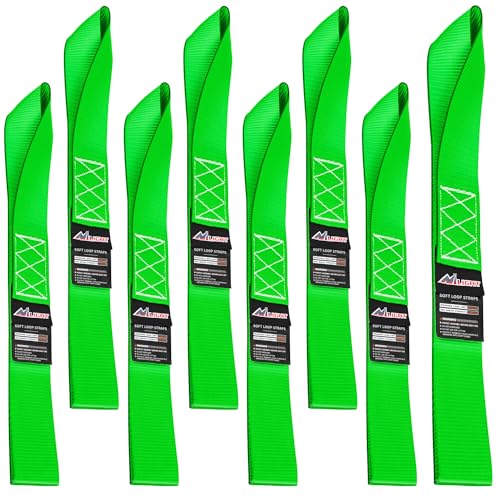 Nilight Soft Loop 1.7”×17" Motorcycle Tie Down Straps Heavy Duty 12000Lbs Max Break Strength for Securing ATV UTV Kayak Moving Cargo (8PK-Green) - color: Green