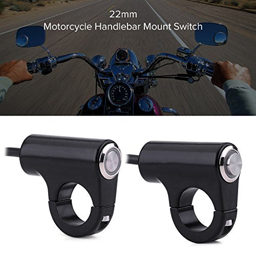 Motorcycle Handlebar Switch, 7/8" 22mm Handlebar Mount Push Button Switch Weatherproof Handlebar Control Switch Button Headlight Brake Fog Lights ON/Off(B)