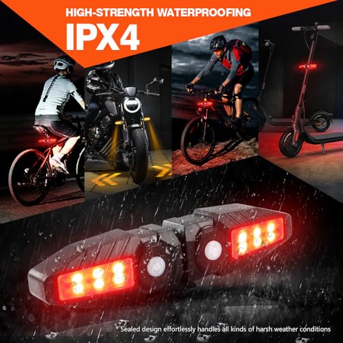 Upgrade Bike Tail Light with Projection USB Rechargeable Bike Turn Signals 150 Lumen Ultra Bright Turn Signals for Bicycle with Alarm Horn Bicycle Rear Light for Night Riding, 5 Mode