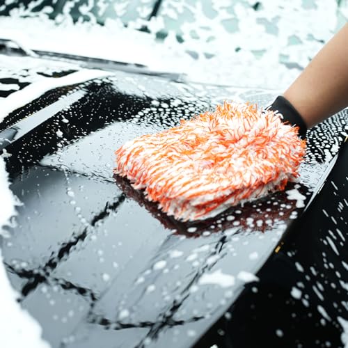 SPTA Microfiber Car Wash Mitt, 3Pcs Car Sponge Glove Wrapped in Soft, Plush Fiber Cloth Material, Safe Washing with Any Car Soap, Bucket, Foam Gun, Foam Cannon, Other Cleaning Supplies - color: 3pcs Microfiber Car Wash Mitt
