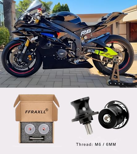2pcs 6MM M6 X1.5 Motorcycle Swing arm Sliders Stand Spools fits for YZF R1 R3 R6 R7 R125 R25 R1000 (Black) - color: Black