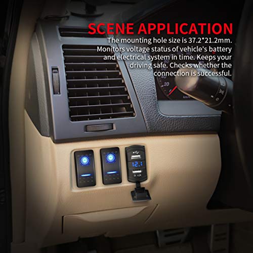 DaierTek USB Rocker Switch Red Led Digital Voltmeter Dual USB Car Charger Adapter Socket Waterproof for Rocker Marine Switch Panel on Boat RV Vehicle - color: red