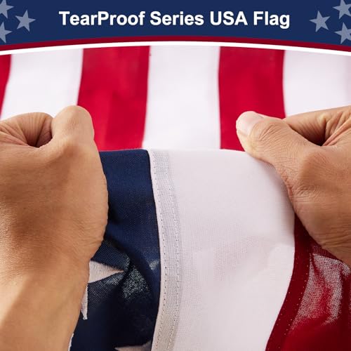 American Flag 6x10 ft Heavy Duty TearProof Series, All Weather High Wind US Flag, Premium Spun Polyester with Embroidered Stars, Sewn Stripes, Brass Grommets for Outdoor Use - color: 6X10FT