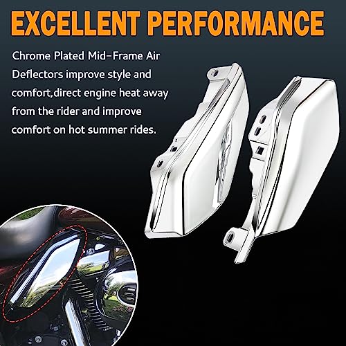 PBYMT Mid Frame Air Deflectors Heat Shield Compatible for Harley Touring Road King Street Electra Glide 2009-later Also Compatible with Models Equipped with Coolflow Fan(Chrome)