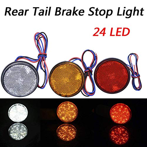 MASO 2x Rear Tail Brake Stop Light Red Universal Car Motorcycle Motorbike Round Reflector LED