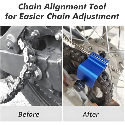 ATV Chain Alignment Tool, Aluminum Motorcycle Sprocket Chain Tensioner Adjustment, UTV Quick Accurate Alignment Tool Accessories, Universal for Dirt Bike Snowmobile Scooter (Blue) - color: Blue