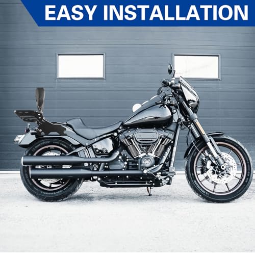 Detachable Backrest Sissy Bar Pack of Sport Luggage Rack for Harley Softail Sport Glide Low Rider FLSB FXLR FXLRS FXLRST 2018-Later Black with Docking Hardware Kit (19") - size: 19"