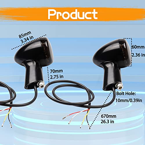 Universal Smoked Bullet Front Rear LED Turn Signals, Motorcycle Brake Taillights 12V Tail Lights Compatible with Halrey Sportster XL1200 Iron 883 Touring Dyna - 2Pcs - color: Black