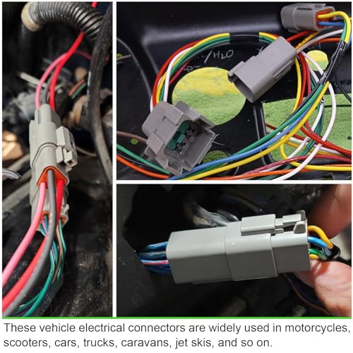 2 Pin Deutsch Connectors Kit 8 Sets, Gray DT Connector Kit, 2 Wire Automotive Electrical Waterproof Connectors with 32pcs Shrink Tubing Kit 22-16AWG - size: 22-16AWG 8Set DT
