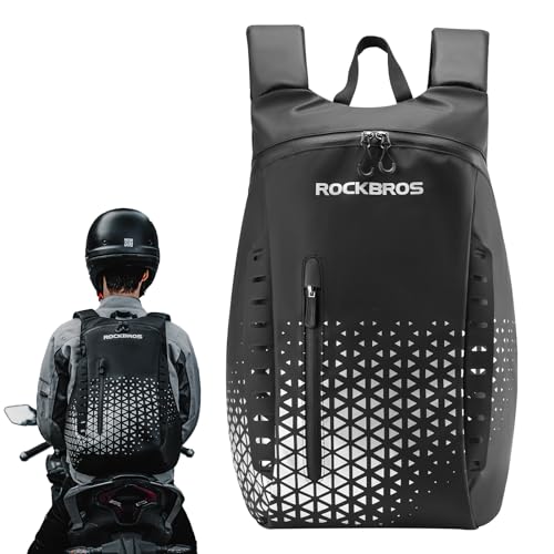 ROCKBROS Motorcycle Helmet Backpack, 14.5L Large Capacity Helmet Bags with Reflective Symbol, Waterproof Storage Bag Luggage Bag