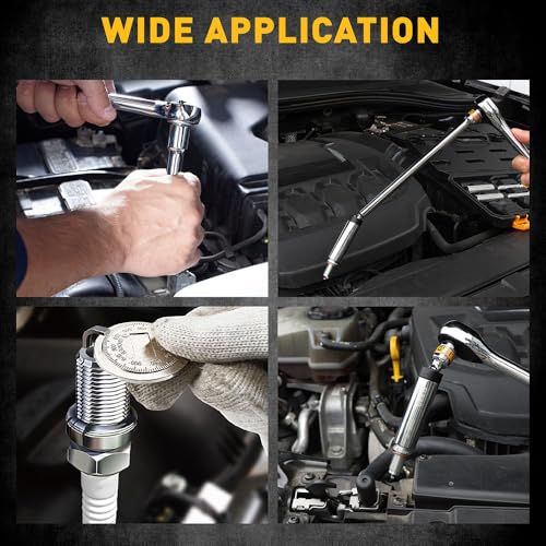 ELEAD 8-Piece 3/8" Drive Magnetic Swivel Spark Plug Socket Set, 5/8", 9/16", 14mm, 16mm, Include Ratchet Handle & Spark Plug Gapper, 6 & 12 Point CR-V Spark Plug Removal Tool - size: 3/8" Drive Set