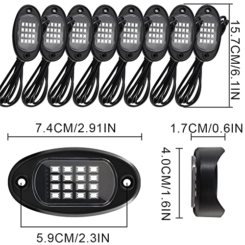 8 Pods Rock Lights, RGB LED Rock Lights APP Control Music Mode Multilcolor Waterproof Underglow kit for Trucks Car ATV UTV RZR SUV - size: 8 Pods Rock Light