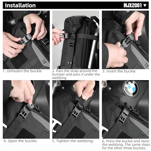 Motorcycle Crash Bar Bag 7L Waterproof Motorbike Side Pannier Bag with MOLLE System Tail Luggage for Adventure Touring Bikes Black 1pc - color: Black7L