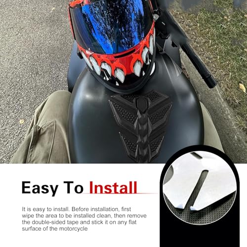 Motorcycle Tank Pad, Fishbone 3D Motorcycle Tank Protector, Waterproof Scratch-resistant Gas Decals, Universal Modifications Accessories (Black)