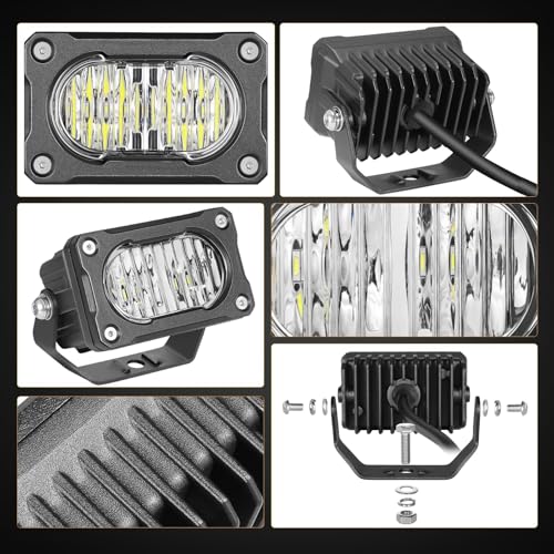 Muto-Beam LED Pods, 2PCS 3Inch LED Driving Light 40W Flood Offroad Lighting Small Cubes Backup Pods Reverse Lighting Ditch Lights Fog Lights for Truck ATV UTV Motorcycle SUV Boat Tractor - size: Flood