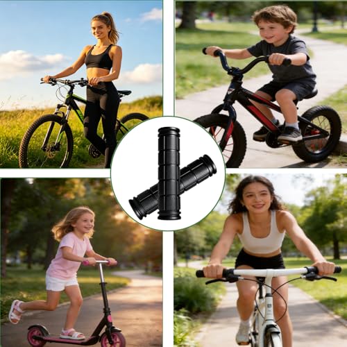 2 Pairs Bike Handlebar Grips for Bikes - color: Black and Orange