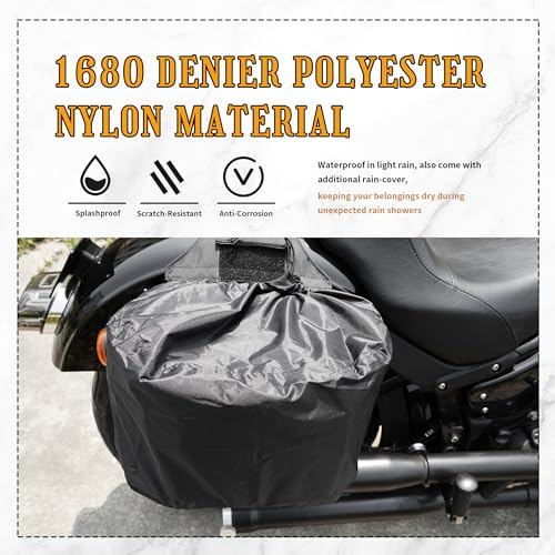 Motorcycle Saddlebags 25L Universal Throw Over Saddle Bags Waterproof Large Capacity Duffle Gear Organizer for Camping Trip Travel Outdoor with Raincover, Green
